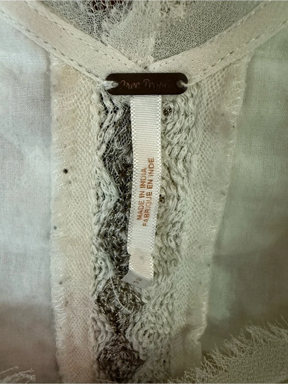 Free People Little Dot Mini Dress Vanilla Swiss Dot Ruffle Boho Cottagecore - S - Picture 9 of 11
